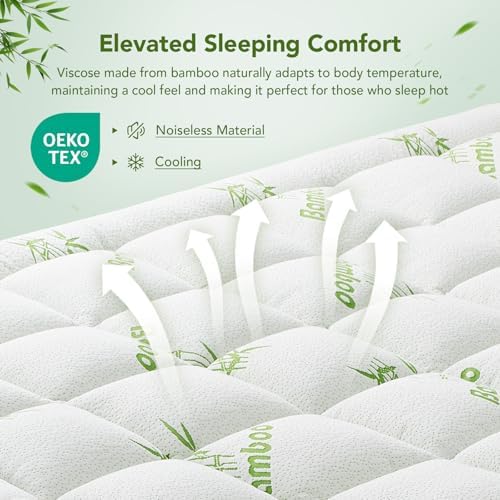 Queen Size Mattress Topper Viscose Made from Bamboo, Extra Thick