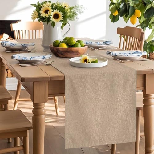 Beige Table Runner Country Vintage Farmhouse Minimalist Classic Solid