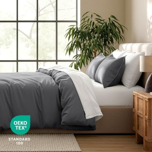 Bare Home Duvet Cover Set 1800 Ultra-Soft (King, Grey)