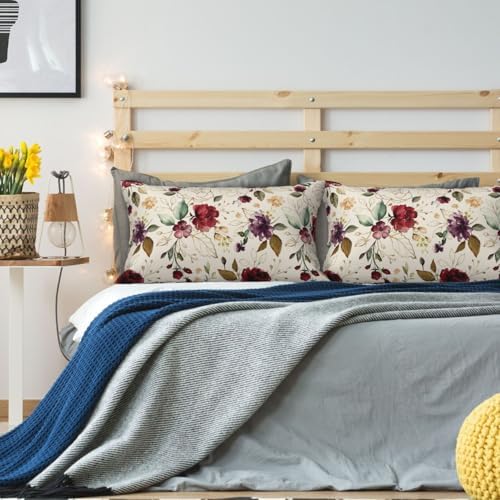 Rose Pillow Covers Vintage Gold Flowers Leaves Decorative Throw