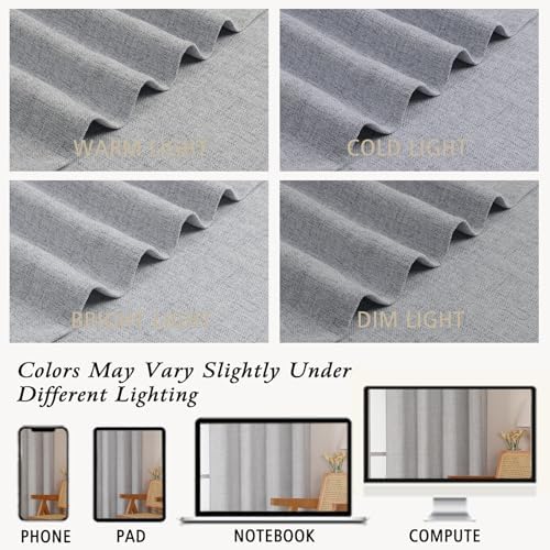 Aiyufeng Grey Curtains for Bedroom 63 Inch Length 2 Panels Set,Faux