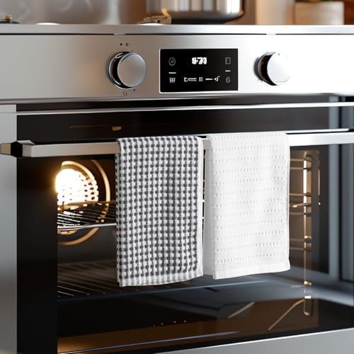 SALAS Cotton Dish Towels Cloths for Kitchen Drying Dishes, Lattice