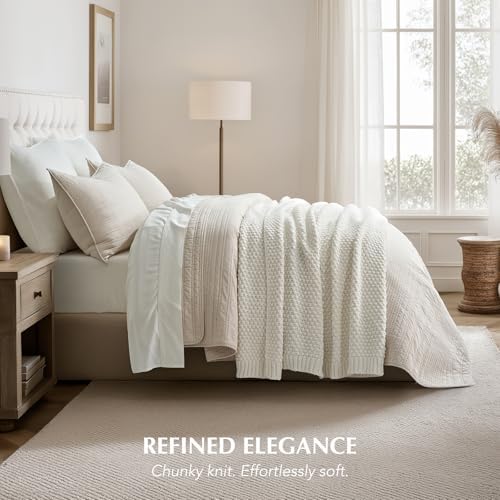 EVERGRACEHOME Chunky Chenille Knit Throw Blanket, 50 x 60, Bright