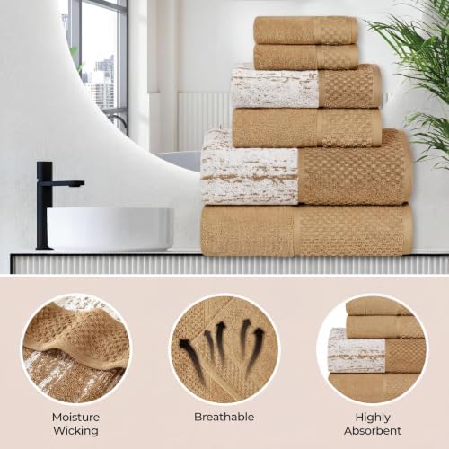 SUPERIOR Cotton Bathroom Towel Set, Plush Absorbent, 12 Piece, Bronze