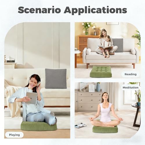 Beige Square Floor Sitting Cushions with Handle, 2 Pcs, 18x18 Inch