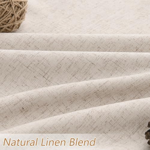 Guken 100% Blackout Linen Curtains 84 Inch Long 2 Panels Oatmeal