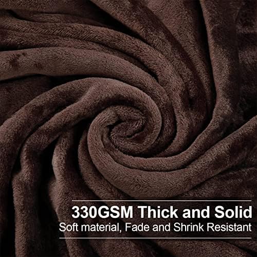 EASELAND Soft Lightweight California King Fleece Blanket, Chocolate