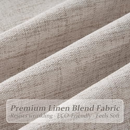 Taupe Memory Trained Pinch Pleated Linen Semi Sheer Curtains 96 Inches