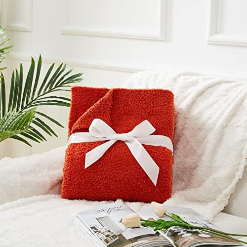 CYMULA Super Soft Knit Throw Blanket Twin Size Orange-Lightweight