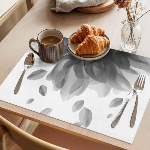 Placemats Set of 8, Modern Grey Cotton Linen Place Mats, Gradient