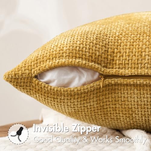 MIULEE Decorative Couch Throw Pillow Covers 20x20 in Mustard Yellow