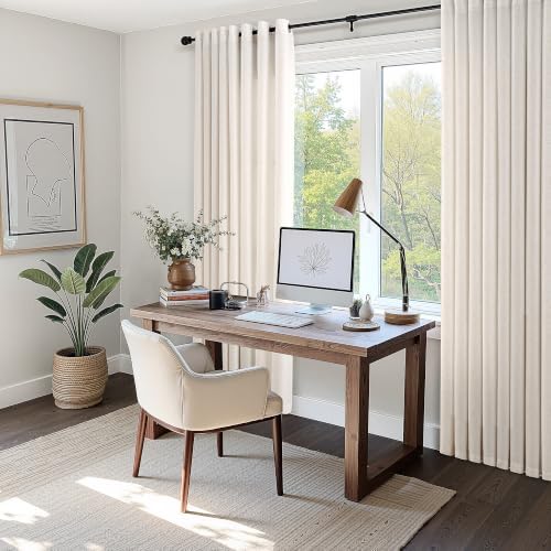 SMABU Extra Long Linen Grommet Curtains 120 Inch Long for Living Room