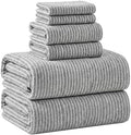 6 Pcs Oversized Bath Towels for Adults 35x70 Inches Gray & White