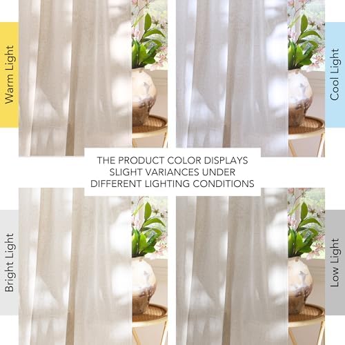 NICETOWN Vanilla Thick Linen Curtains 84 Inches Long, W55 x L84, 2