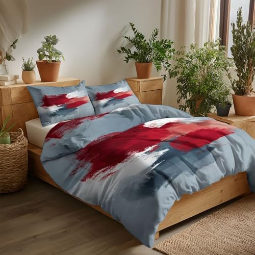 Duvet Cover Queen Size Modern Abstract Brush Stroke Artistic Design