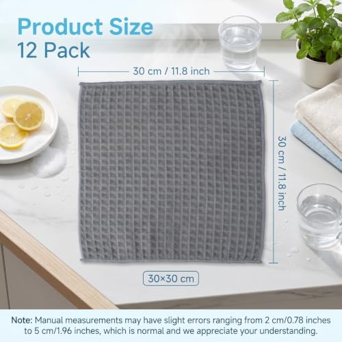 12 Pack Black Cotton Dish Cloths - Absorbent