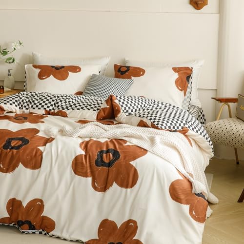 Wellboo Boho Floral Comforter Sets California King Pumpkin Sunflower