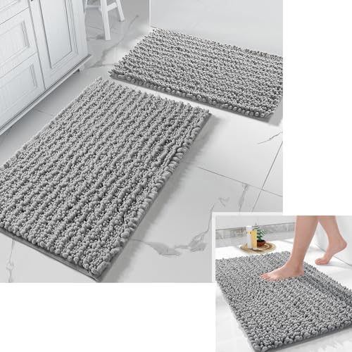 Yimobra Bathroom Rugs Sets 2 Piece, Luxury Chenille Shaggy Bath