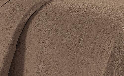 Linen Plus Embossed Coverlet Bedspread Set Oversized Solid Taupe