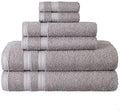 Home Expressions Solid 6 pc Cotton Bath Towel Set (Rockefeller Gray)