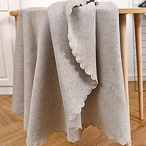 Round Tablecloth Linen Style Fabric Table Cloth Kitchen Dining Coffee