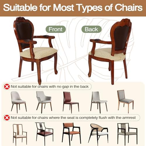 Seat Covers for Dining Room Table Chairs with Arms Covers, Beige