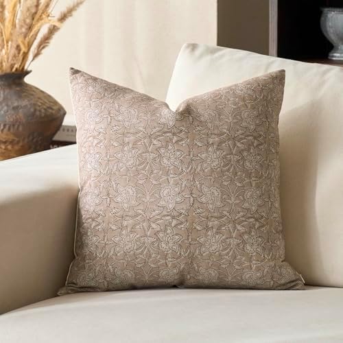 DOMVITUS Floral Pillow Covers 20x20 Throw Pillow Covers Block Print