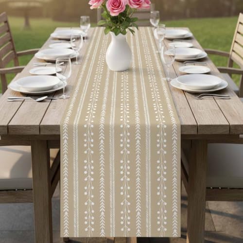 Modern Minimalist 36 Inch Table Runner, Farmhouse Simple Lines Texture