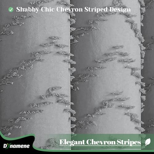 Dynamene Boho Farmhouse Fabric Shower Curtain Tufted Chevron 72"x72"