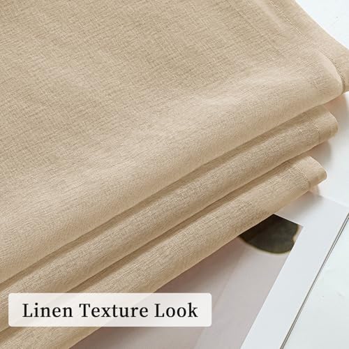 MIULEE Beige Khaki Sheer Curtains Linen Textured Panels 54X84 Inches