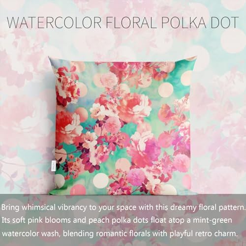 Decorative Throw Pillow Case Aqua Mint Turquoise Romantic Retro Floral