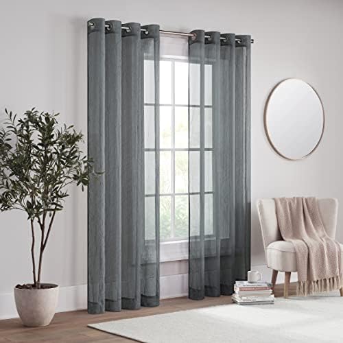 Eclipse Emina Crushed Sheer Voile Window Curtain Panel, Grommet Window