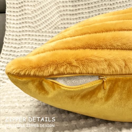 Bunliuys 2 Pack Pillow Covers, 20x20 Faux Fur Square Throw Pillow
