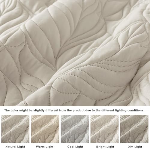 R.SHARE Beige King Size Quilt Set, Neutral Soft Lightweight Bedspread