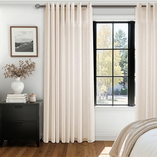 Extra Wide 100 x 108 inch Linen Curtains for Living Room Divider Light