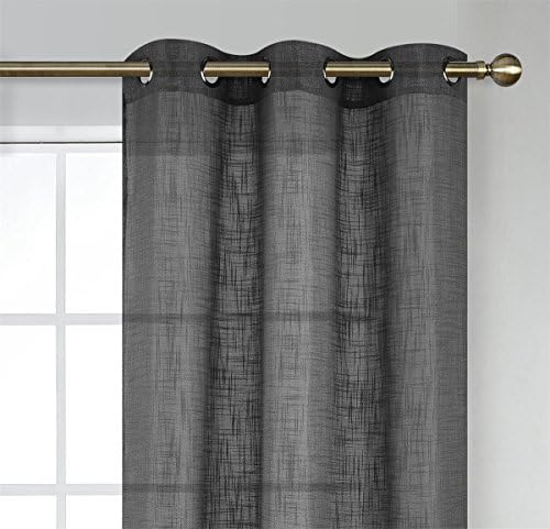 MIUCO Semi Sheer Curtains Poly Linen Textured Solid Grommet Curtains