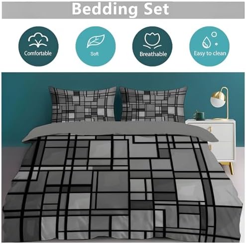 Queen Size Duvet Cover Sets Modern Abstract Bedding Set - Rectangular