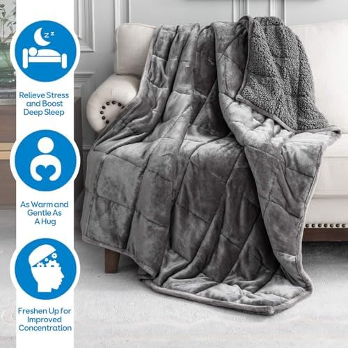 Cottonblue Fleece Weighted Blanket 10lbs for Adults Twin Size 48x72in