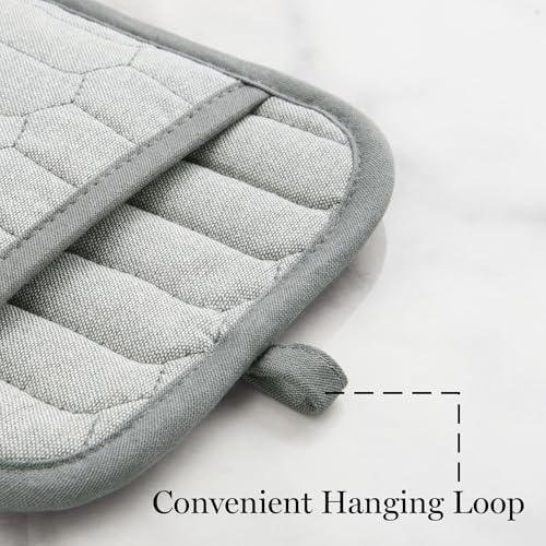 MARTHA STEWART Honeycomb Quilted Chambray Pot Holder 2-Pack Set, 100%