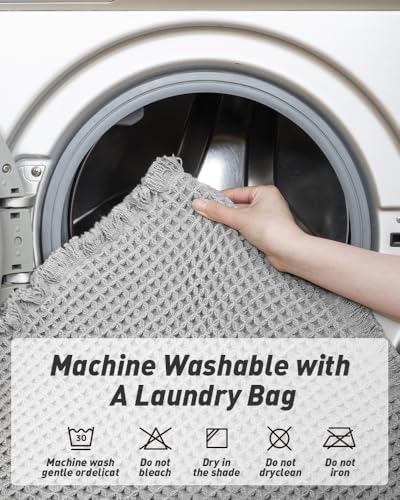 AMOAMI Light Grey, Quick Dry Washable Bathroom Rugs, Extra Soft