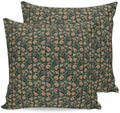 Pillow Covers 20x20 Set of 2, Green Botanical Square Throw Pillow