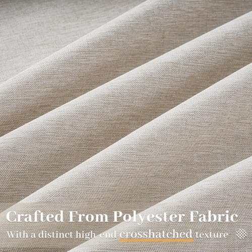 Extra Long Oatmeal Pinch Pleated Linen Curtain 108 Inch 2 Panel Living