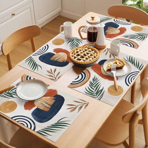 Placemats Set of 8, Boho Woven Placemat, Linen Place Mats for
