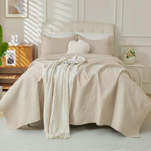 Cmfshape Beige King Quilt Set – Lightweight Thin Quilt King Size