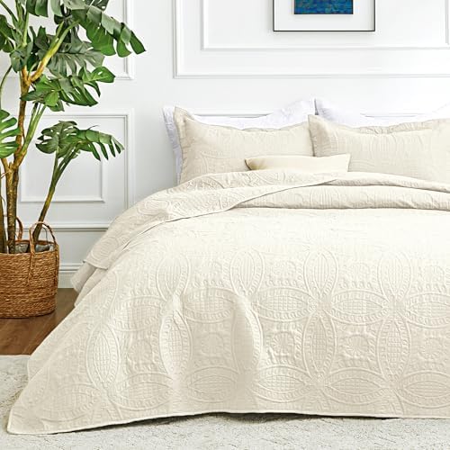 Love's cabin King Size Quilt Bedding Set Beige Bedspreads - Bed Summer