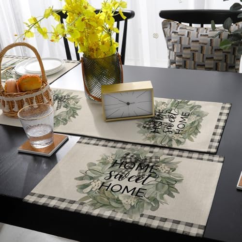 Classic Housewarming Table Runner and Placemats Set of 4 Rustic