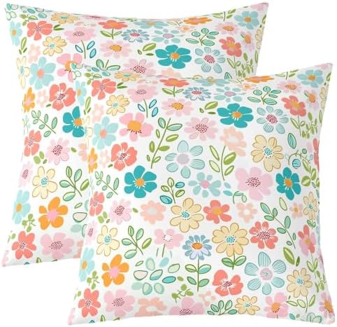 Feelyou Botanical Floral Printed Throw Pillow Covers Set of 2 Blossom