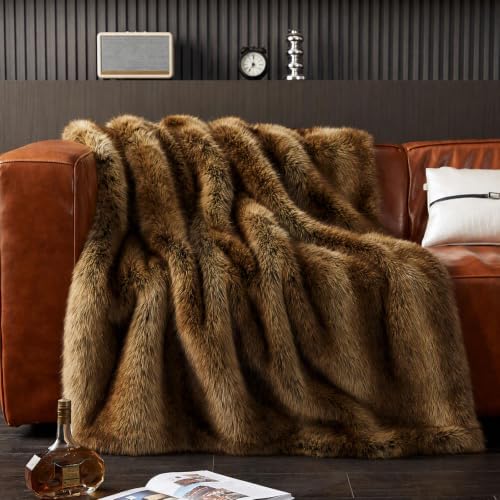 GEMBED Fluffy Faux Fur Throw Blanket - Thick Warm Blanket 60"x80"