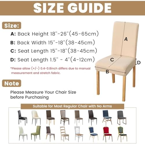 Rakila Velvet Dining Chair Covers Set of 4, Soft Stretch Washable
