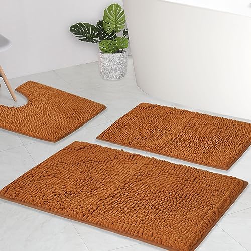 Bathroom Rugs Chenille Bath mat 3 Piece Set, Super Absorbent, Strong